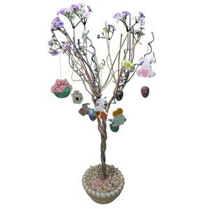 Easter-Themed Decorative Tree Multicolor Twisted Branches Flowers Ornaments 18"